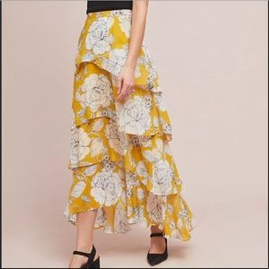 ANTHROPOLOGIE Mosier Tiered Full Length Skirt 4